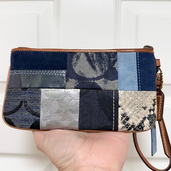 Coach Denim Patchwork Vintage Shoulder Bag NWOT with Matching Wristlet NWT - Picture 13 of 13